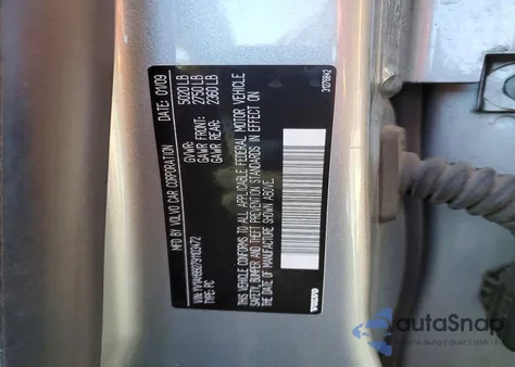 2009 Volvo S80 T6 from USA, damaged, VIN YV1AH992791103472